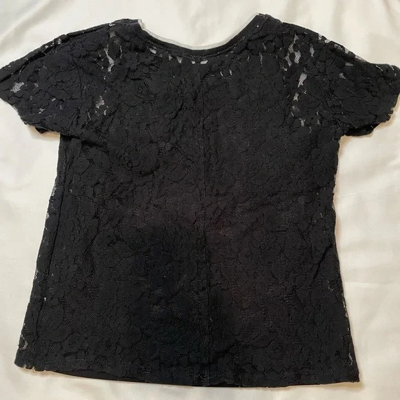 🐶🐶🐶Girls Justice size 10 black lace pink butterfly shirt🐶🐶🐶 - Picture 4 of 5